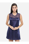 Solid Illusion Neckline Satin Babydoll - 3