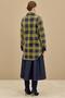 Plaid patterned mink coat navy blue - 4