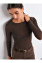32122 Boat Neck Cashmere Blend Ultra Lightweight Modal Blouse-Brown