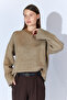 Crew Neck Oversize Women's Sweater - Mink |   Mkw535344-01 - 3
