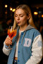 Women's Oversize Hooded Ice Blue Denim College Jacket - 2