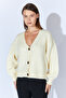 V-Neck Knitwear Basic Women's Cardigan - Cream |   Mkw535333-01 - 7