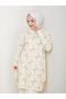 Women's Beige Long Sleeve Patterned Hijab Knitwear Tunic