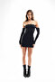 Long Sleeve Basic Mini Strapless Black Dress - 3