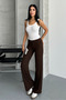 Straight Fabric Ribbed Palazzo Pants - 5