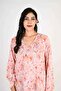 Ladies Jalabiya – Orange Abstract Print with Embroidered Neckline - 6