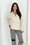 Beige Women's Polo Neck Oversize Knit Sweater - Standard Size Soft Texture - 4