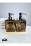 2-Piece Square Glass Liquid Soap Dispenser with Bamboo Stand (Luster Glass)