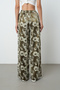 Women's Khaki - Beige Color Patterned Wide Leg Elastic Waist Trousers - 5