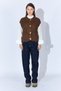 Brown Gold Buttoned Pocketed Knitted Women's Knitwear Vest - Ek100375336 - 3