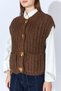 Brown Gold Buttoned Pocketed Knitted Women's Knitwear Vest - Ek100375336 - 5