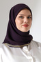 وشاح شيفون مسطح بتصميم ملتف مع حواف مطرزة - لون البرقوق - 2