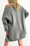 Women's V-Neck Gray Knitwear Cardigan - 5