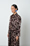 Women's Brown Patterned Long Tunic Hijab Shirt - Dress - 2