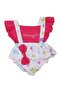 Baby Girl Fuchsia White Color Butterfly Bodysuit Salopet Set