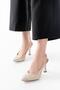 S-601 Beige Open Back Casual Women's Sandals with Stone Accessories - 2
