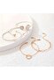 Gold Color Women's Bracelet Set of 5 Marble Pattern, Heart, Triangle and Chain Combination 0324 - 3
