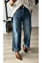Blue hem fold detailed jean