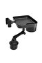 Car Cup Holder Tray, Adjustable Vehicle Food and Drink Stand with Phone Mount, Black
