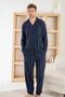 Navy Blue Plaid Patterned Buttoned Front Elegant Men's Pajama Set - 2