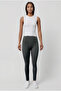 Dark Gray Polyester Elastic Waist Women's Leggings Lillian Long Legging - 3