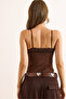 Women's Brown Lace Detailed Six Snap Polyamide Bodysuit Bdy-00000063 - 6