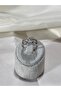 Double Row Silver Steel Ring with Zircon Stone - 2