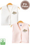 Unisex Baby Lazy Printed Organic Cotton 3-6-9 Months 2-Piece Quilted Baby Vest Set