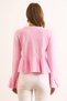 Women's Pink Front Lace-Up Soft Textured Spanish Sleeve Cardigan Hrk-19000395 - 7