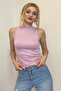 Women's Half Turtleneck Zero Sleeve High Neck Sleeveless Bodysuit Blouse - 3