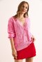 Women's Pink Gold Buttoned Pocketed Casual Knit Cardigan Hrk-19000392 - 5
