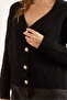 Women's Black Wave Detailed Soft Textured Cardigan Hrk-19000386 - 6