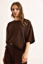 Women's Bitter Brown Modal Crew Neck Soft Textured Flowy T-Shirt Tsh-19000935 - 3