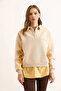 Women's Beige Shirt Collar Garnished Embroidered Thick Sweatshirt Swt-19000740 - 2
