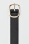 Oval Buckle Large Faux Leather Belt Black - 5