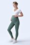 344 High Waist Maternity Leggings with Green Color Recovery and Extra Stretchy Effect - 2