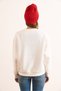 Women's White Collar Detailed Heart Embroidered Thick Sweatshirt with Raised Embroidery Swt-19000741 - 5
