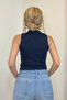 Women's Half Turtleneck Zero Sleeve High Neck Sleeveless Bodysuit Blouse - 4