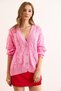 Women's Pink Gold Buttoned Pocketed Casual Knit Cardigan Hrk-19000392 - 2