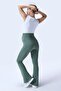 716 Green Color Extra Soft Textured, Shaping / Sculpting and Flexible Effective High Waist Flared Maternity Leggings - 5