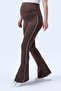 437 Brown Color Piped Shaping / Sculpting and Extra Flexible Effective High Waist Flared Maternity Leggings - 2
