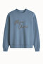 Women's Cotton Thick Winter Beaded Embroidered High Quality Ribbed Sleeve Sweatshirt