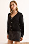 Women's Black Wave Detailed Soft Textured Cardigan Hrk-19000386 - 7