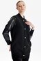 Black knitwear bomber jacket with leather trimmed sleeves - 2