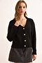 Women's Black Wave Detailed Soft Textured Cardigan Hrk-19000386 - 4