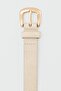 Square Buckle Faux Leather Belt Cream - 3