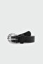 Twisted Oval Buckle Faux Leather Belt Black