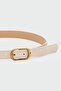 Rectangular Faux Leather Belt Cream - 2
