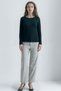 Black Boat Neck Long Sleeve Women's T-Shirt Heather - 3