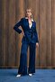 Snake pattern long jacket - navy blue - 6